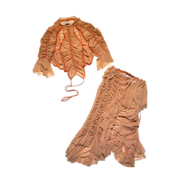 Ester Manas mesh “peephole” crop top + ruffled skirt (set) - Picture 1 of 5